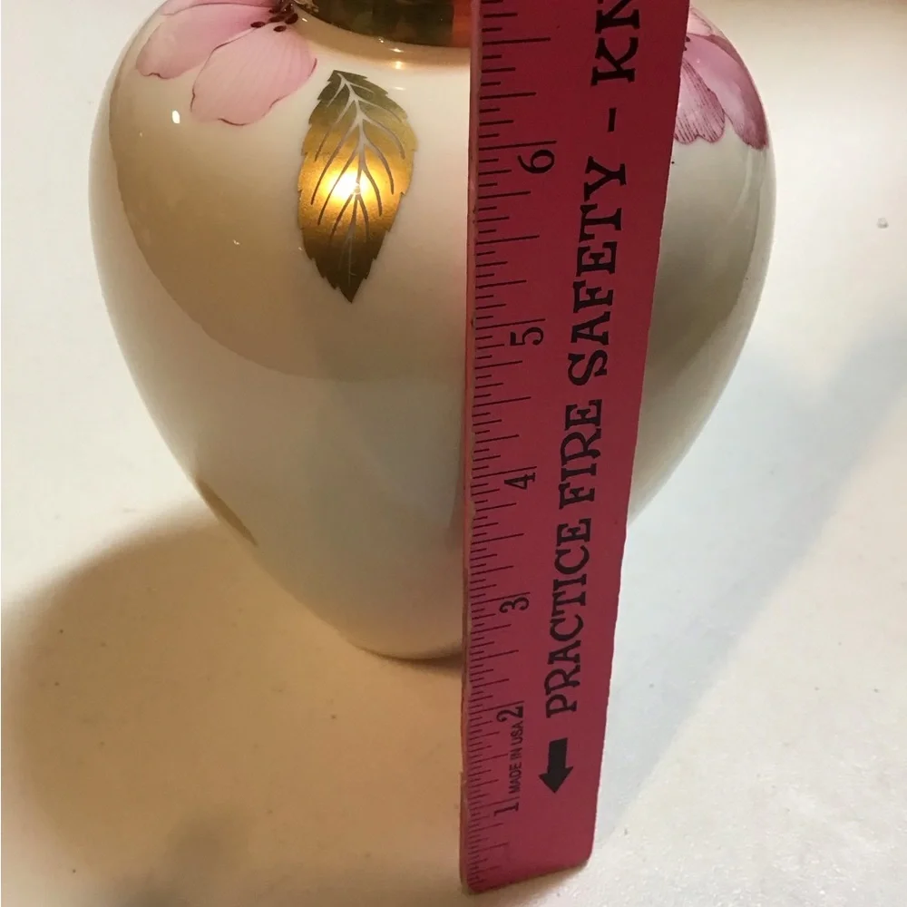 LENOX ROYAL BLOSSOM GINGER STYLE PORCELAIN VASE W GOLD TRIM EUC 7 In